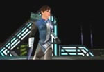 Dr. Caroll peeks out from behind his heroine