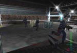 Drop off the ramp and dive through the door below as guards pour out