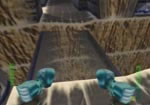 With the block holding the button down you'll be able to cross this ravine.